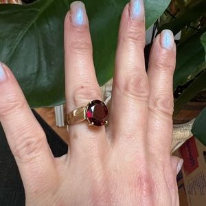 *Just sold* 10k Garnet Solitaire Ring. 4 carats. Size 7. Estate sale. Never worn